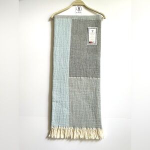 🎁Texteis Penedo Throw Blanket - 100% Cotton - Color Block Slate & Gray Shades